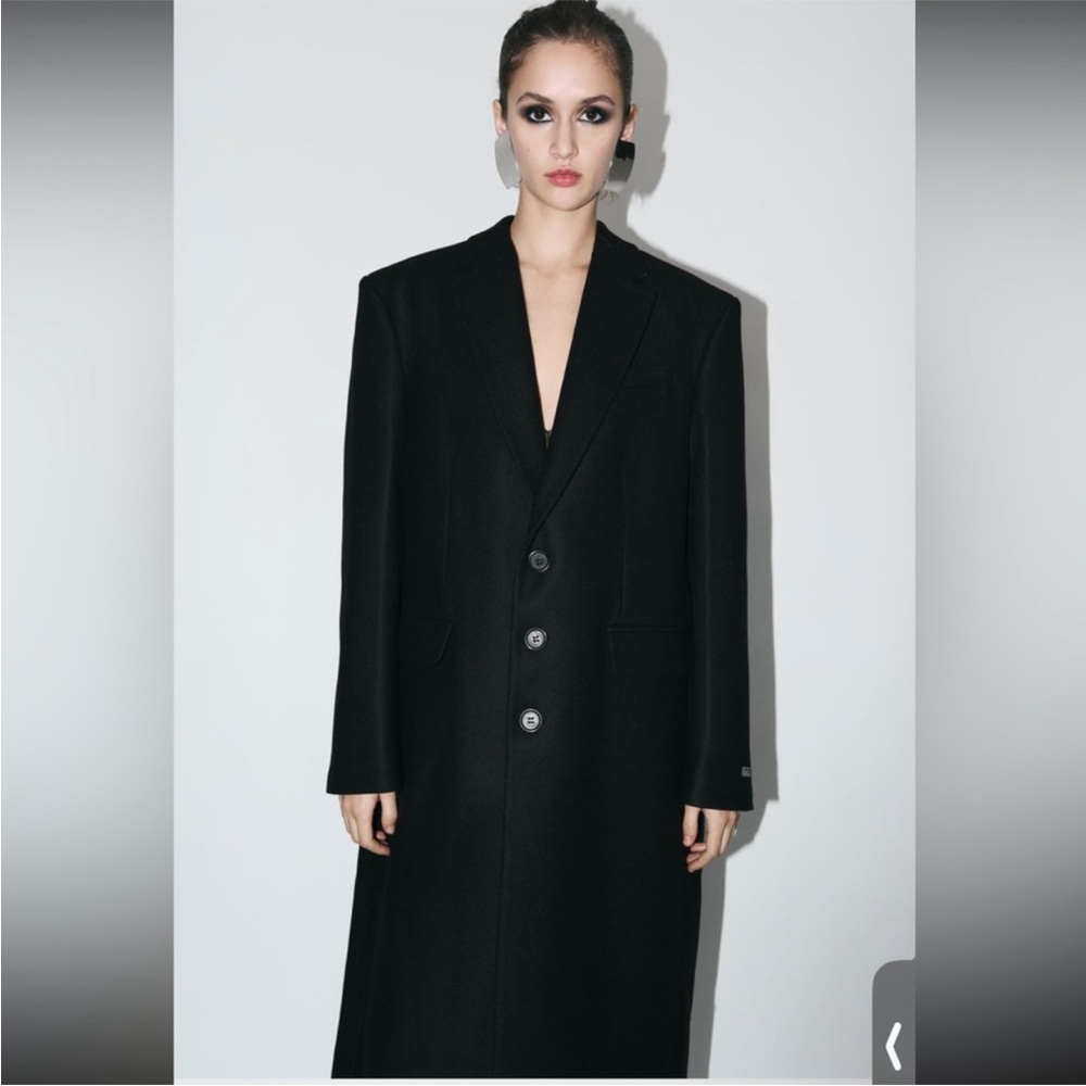 $350 Zara Black Oversized wool blend Coat Jacket STEVEN MEISEL Limited Ed XS NWT - Picture 5 of 13